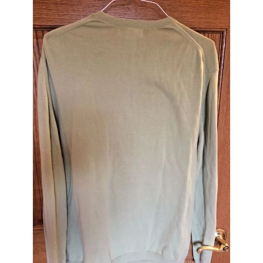 BANANA REPUBLIC MEN'S V-NECK MINT‎ GREEN SWEATER SIZE XL 100% COTTON Checkered